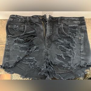 American Eagle Outfitters Black Distressed Jean Shorts